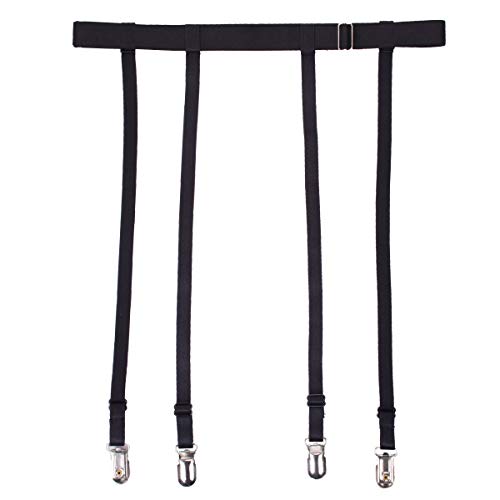 Aneliya Simplicity Damen Strapsgürtel für Oberschenkelhohe Strümpfe, Metallclips, Schwarz, Schwarze lange Träger mit Hosenträger-Clips, Einheitsgröße von Aneliya
