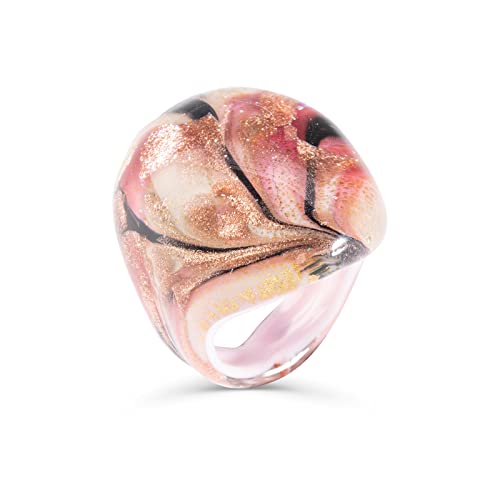 Anellissimo Damenring Murano Glas Pink gewölbt von Anellissimo