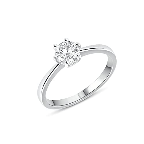 Anellissimo Klassischer Solitärring für Damen, 925 Silber mit Zirkonia, Edelmetall von Anellissimo