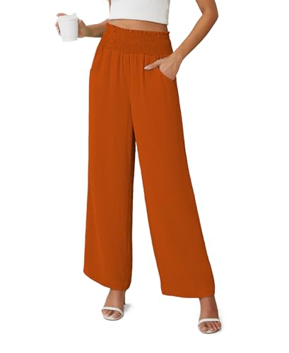 Anelune Damen Sommerhose - Weite Hose mit Taschen, High Waist, Leicht & Bequem Karamell M von Anelune