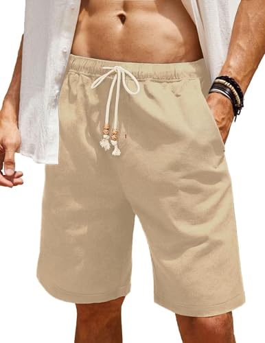 Anelune Kurze Hosen Herren Sommer Tunnelzug Stretch mit Taschen Shorts für Jeden Tag Khaki 2XL von Anelune