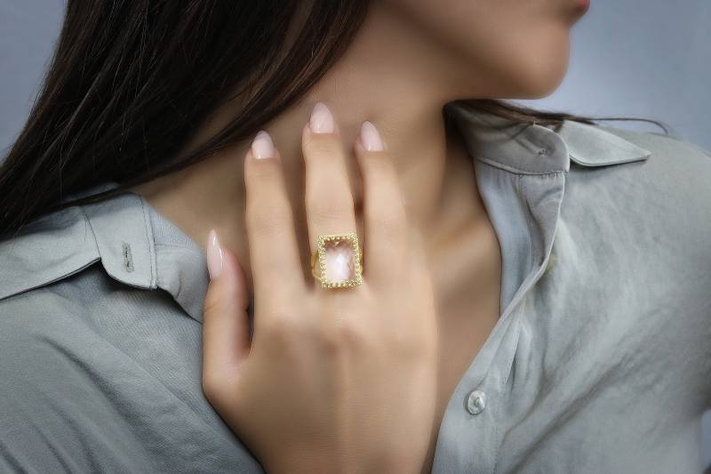 14K Gold Filled Ring Kristallquarzring Geburtstagsgeschenke Geburtssteingeschenk Mutterring Bergkristallring von AnemoneJewelry