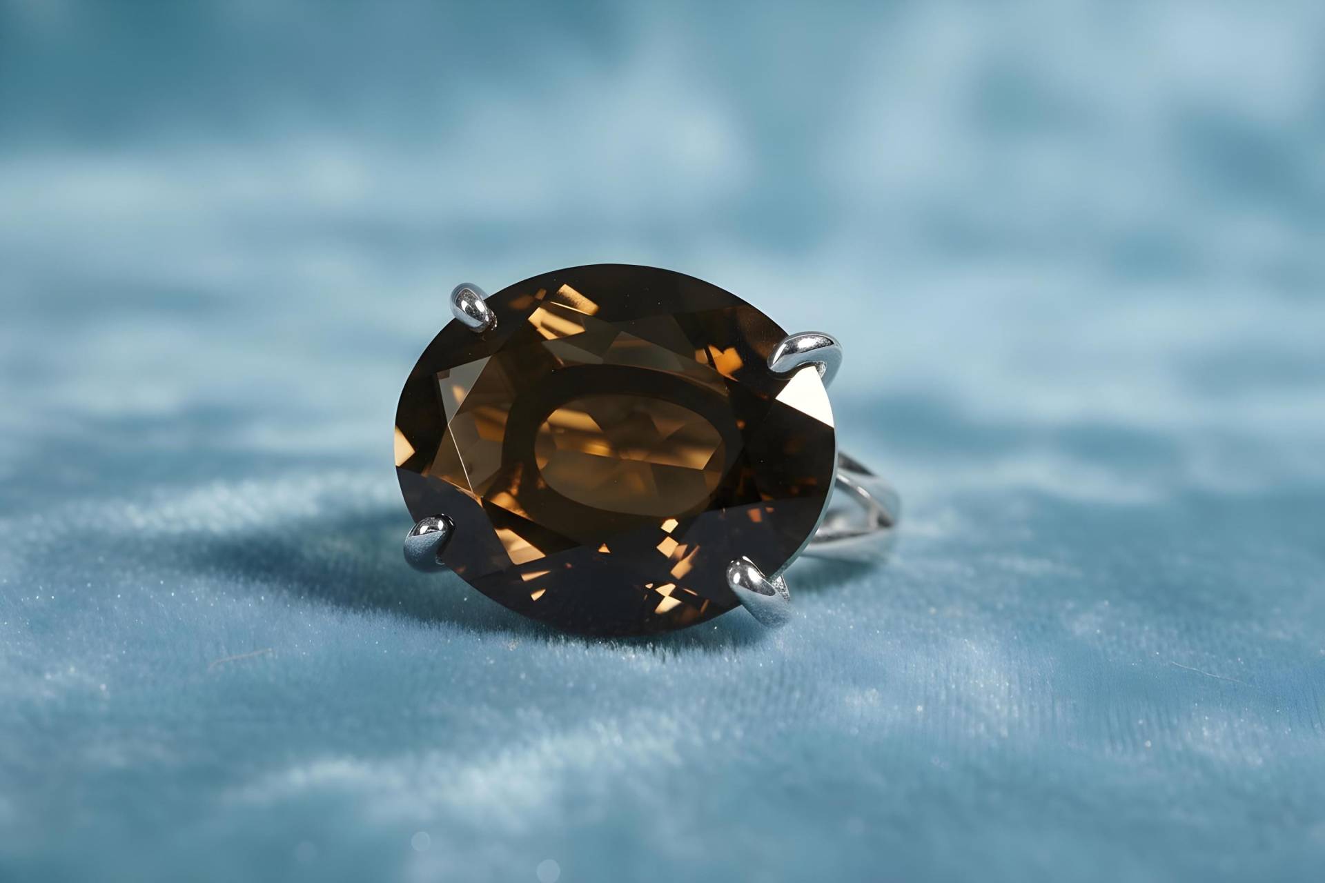 925 Sterling Silber Rauchquarz Ring Oval Geschliffener Brauner Edelstein Handgemachter Schmuck von AnemoneJewelry