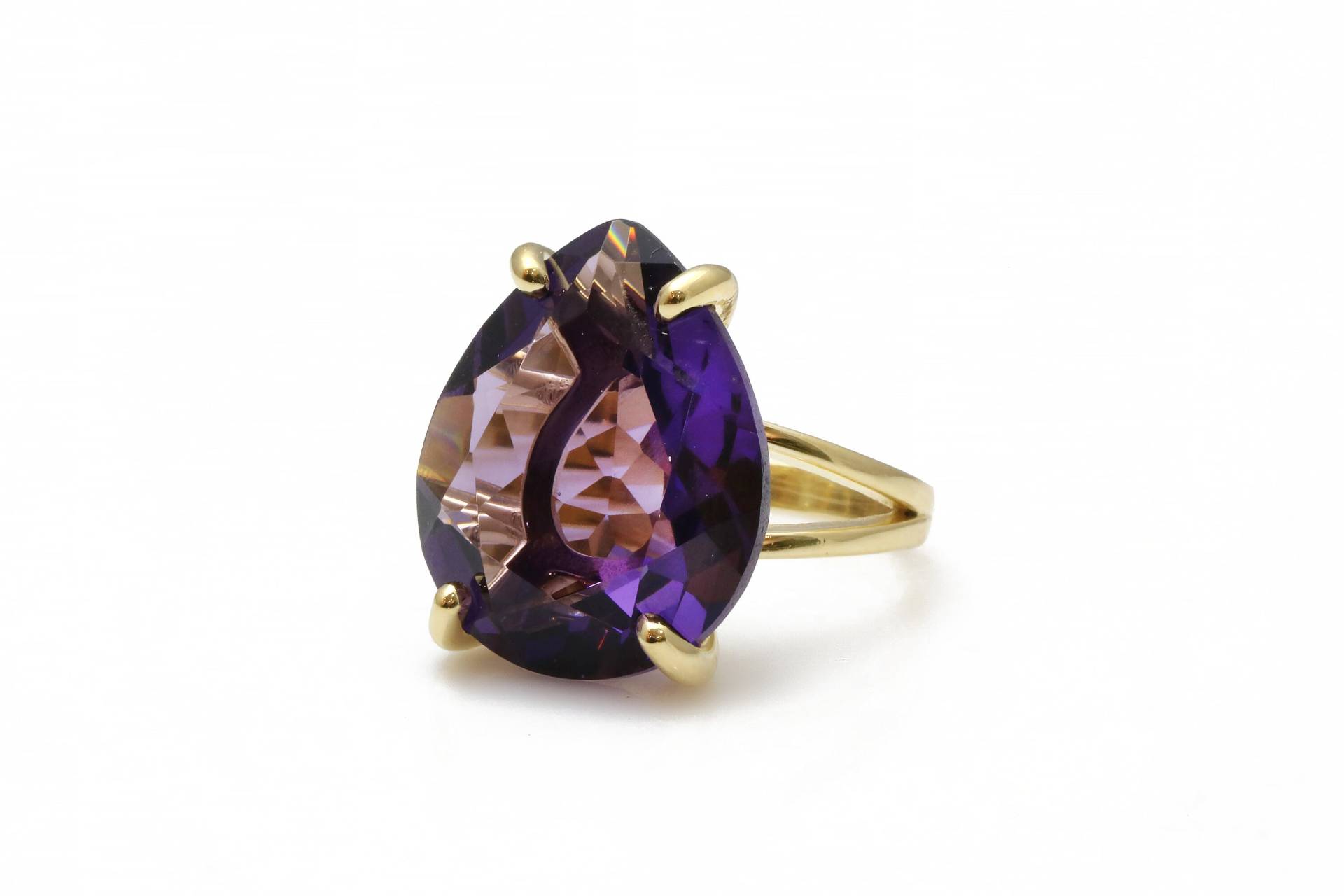 Amethyst Ring Goldring Cocktailring Statement Edelstein Vintage Februar Geburtsstein von AnemoneJewelry