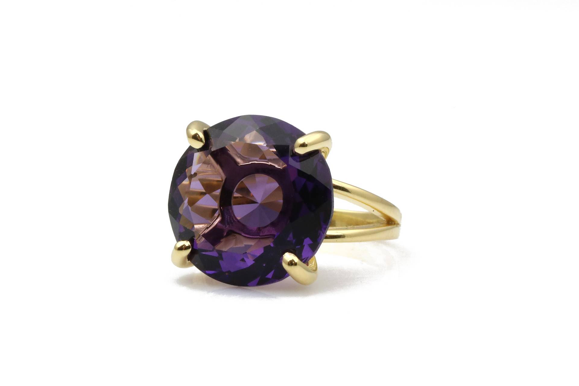 Amethyst Ring Goldring Edelstein Cocktailring Februar Geburtsstein Lila Halbedelstein von AnemoneJewelry