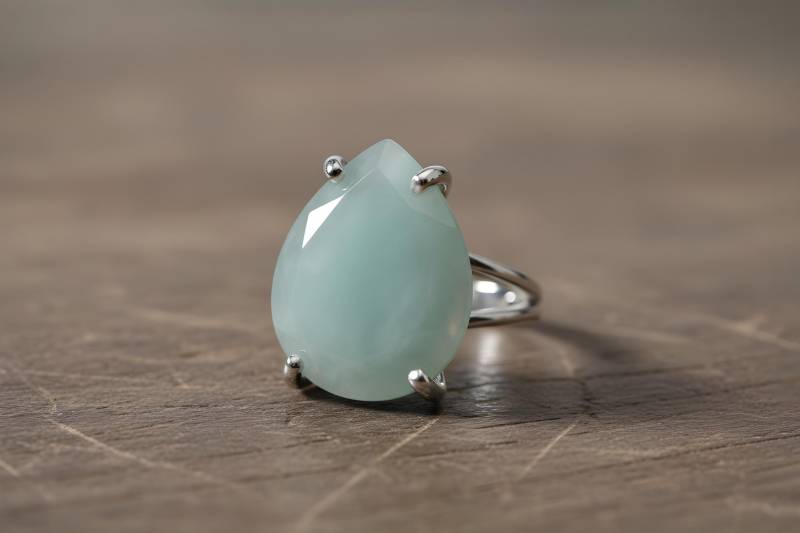 Aquamarin Ring Silber Birnenring März Birthstone Edelstein Statement von AnemoneJewelry