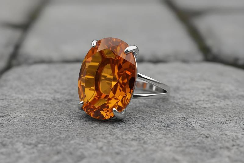 Citrin Ring November Birthstone Edelstein Halbedelstein Oval Silber Großer von AnemoneJewelry
