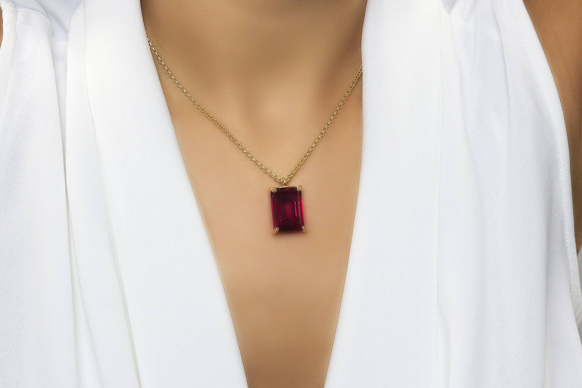 Granat Halskette Januar Birthstone Schmuck Rote Im Achteckschliff Garnet von AnemoneJewelry