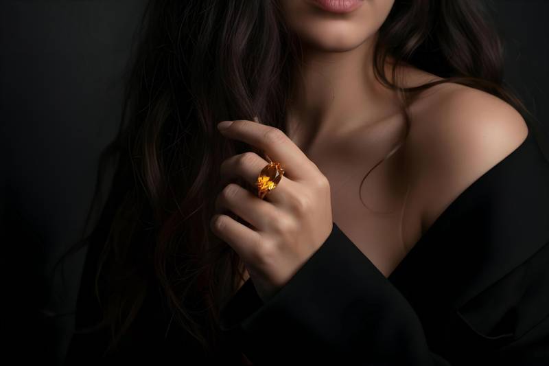 Großer Orangen Citrin Ring November Birthstone Schutzstein Marquise Cut Gelbgold Beruhigender von AnemoneJewelry