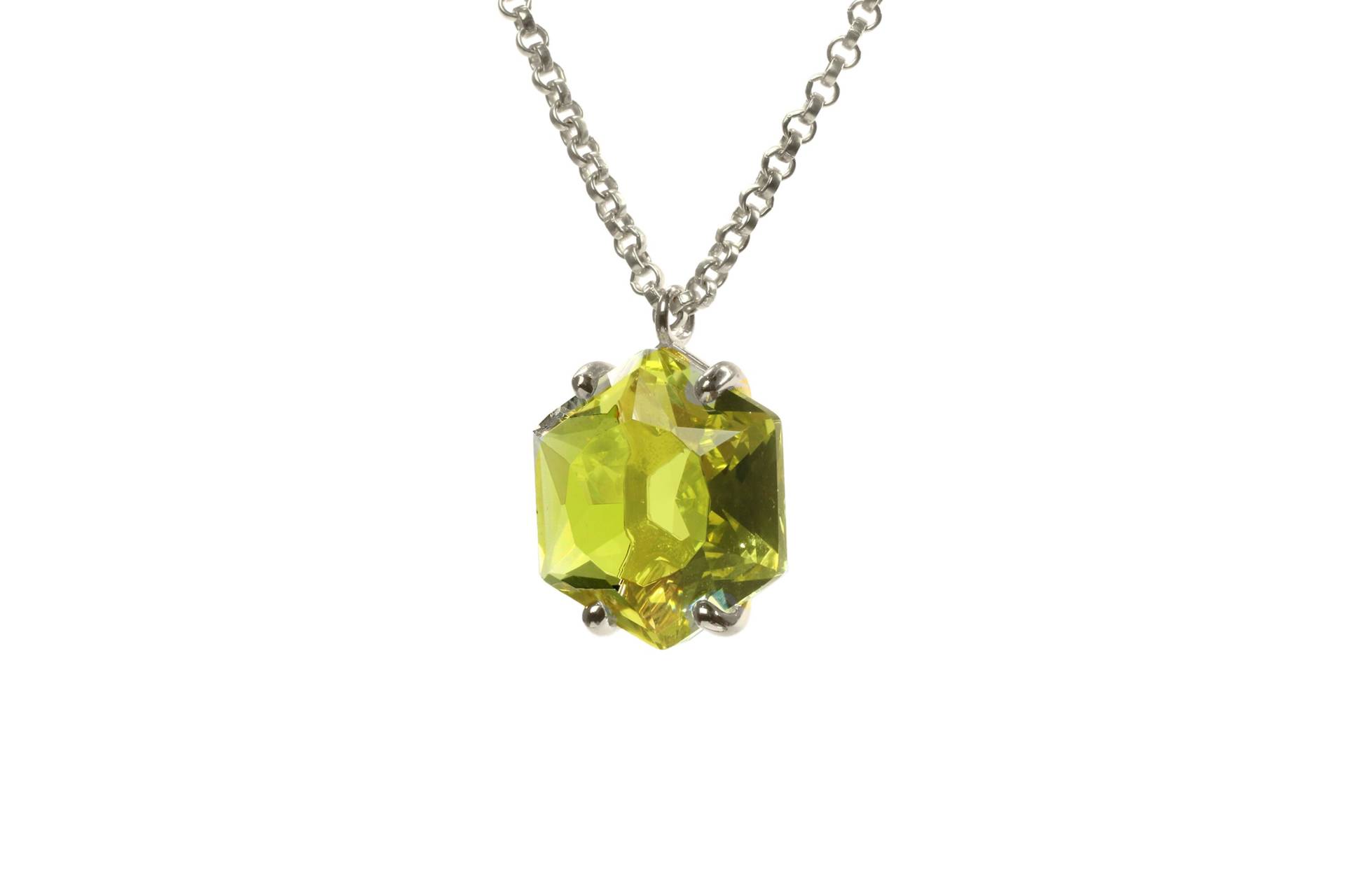 Hexagon Lemon Quartz Halskette Einfache Prong Silber Edelstein Geschenk Für Freundin Geschenkidee von AnemoneJewelry