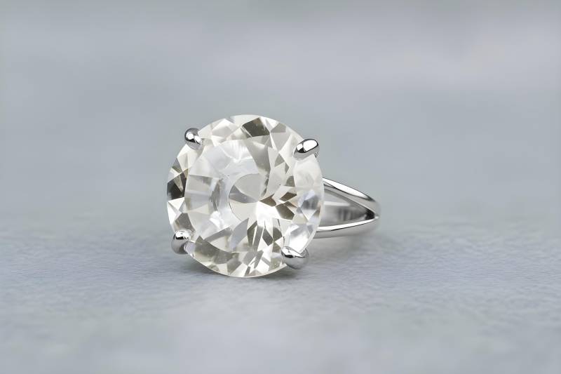 Kristall Quarz Silber Ring Edelstein Runde Facettierte Stein Schmuck Sterling Statement Kristall Quarz Silber Ring Edelstein Runde Facettierte Stein Schmuck Sterling Statement von AnemoneJewelry