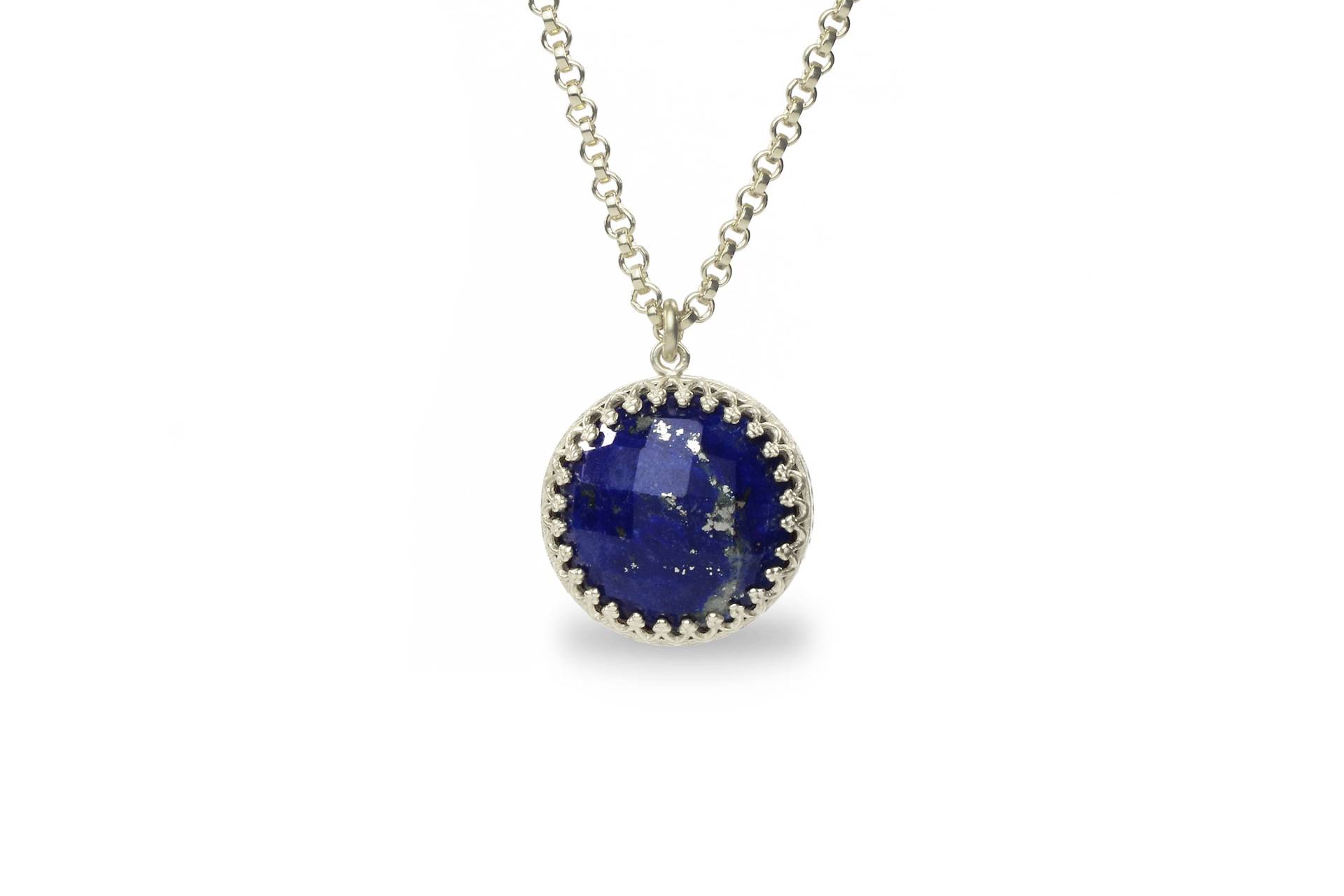 Lange Silber Lapis Halskette September Birthstone Sterling Anhänger 925 Langer von AnemoneJewelry