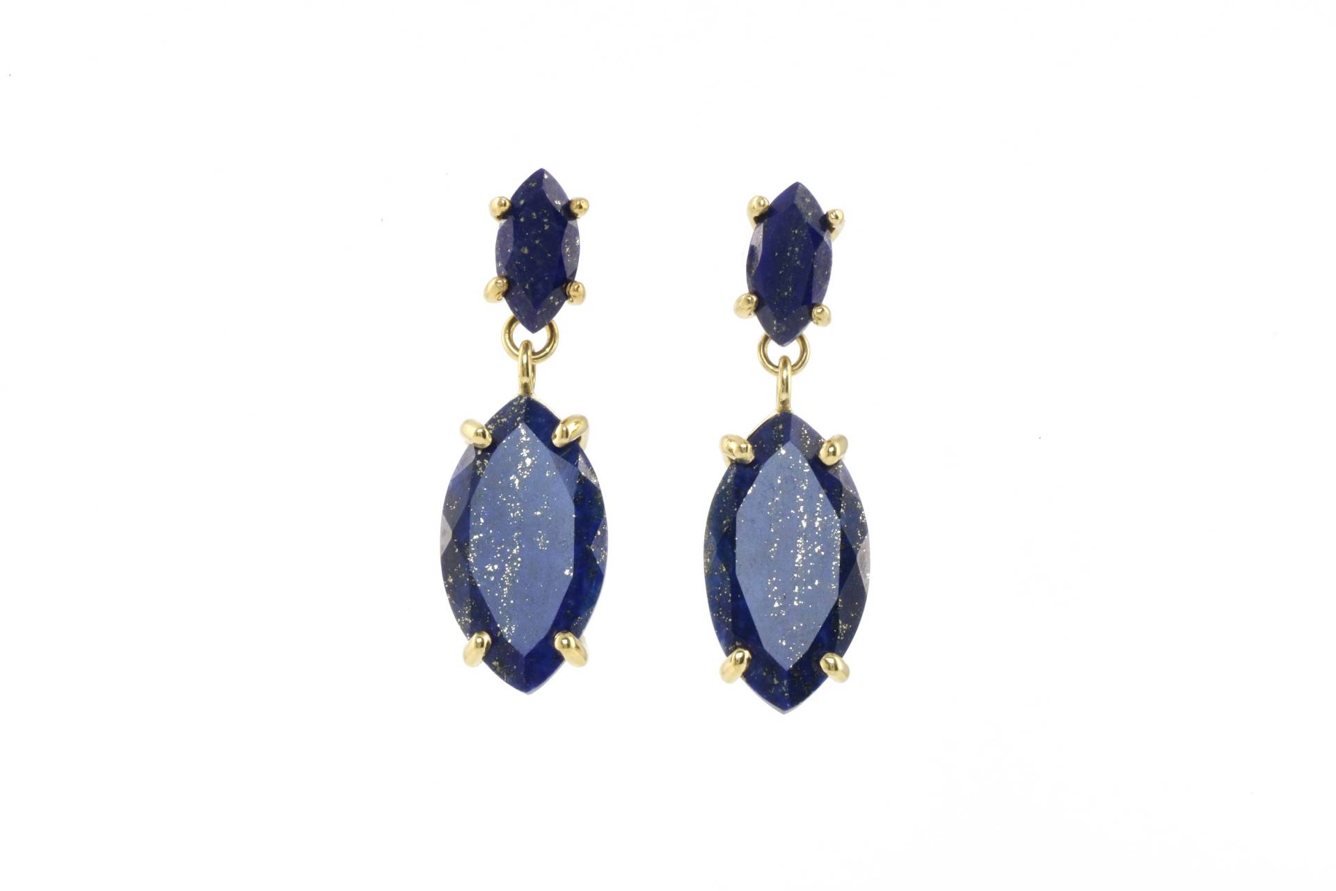 Lapislazuli Lange Ohrringe Gold Lapis September Birthstone Marquise Edelstein von AnemoneJewelry