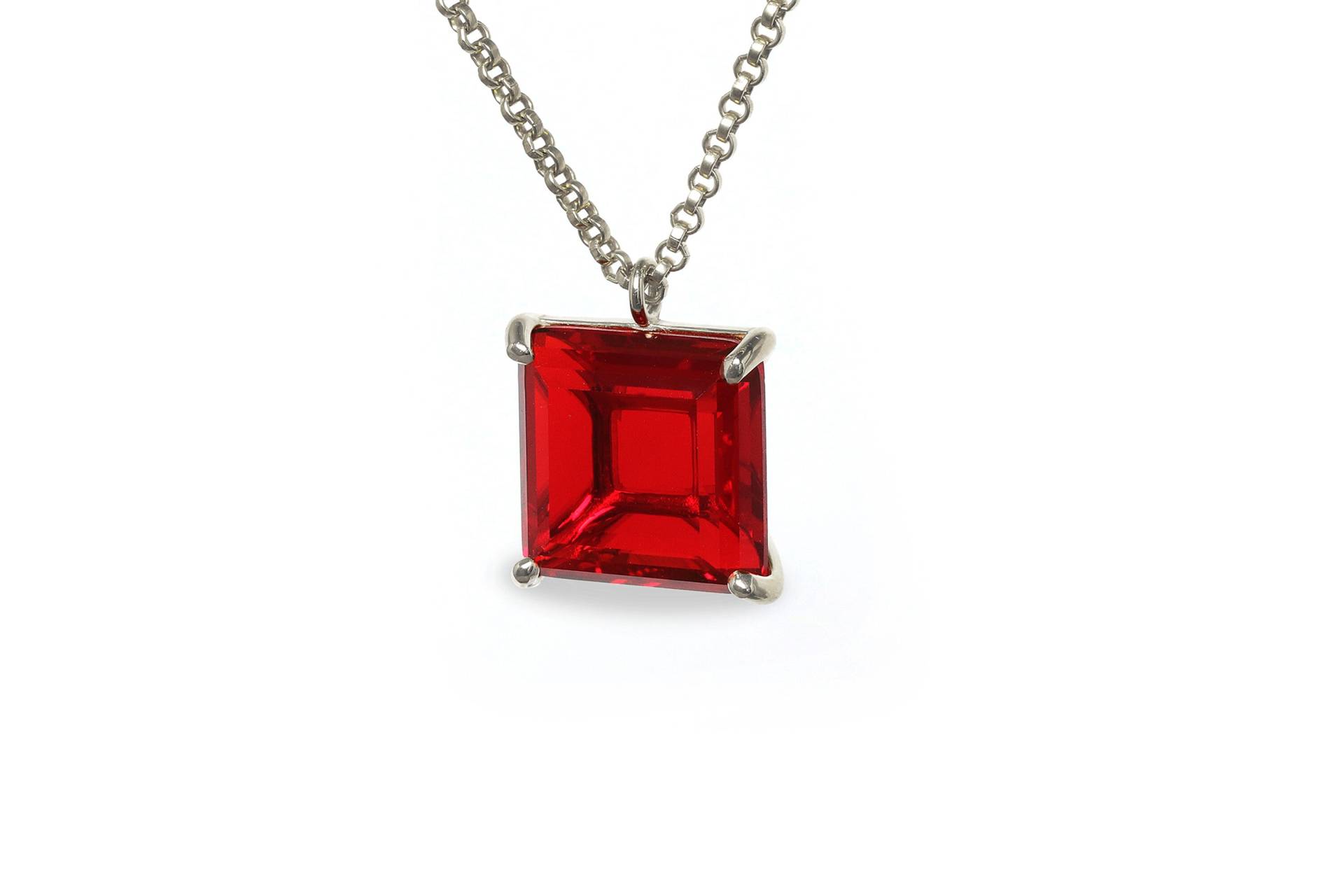 Platz Rubin Halskette Geburtsstein Juli Silber Edelstein Rot von AnemoneJewelry