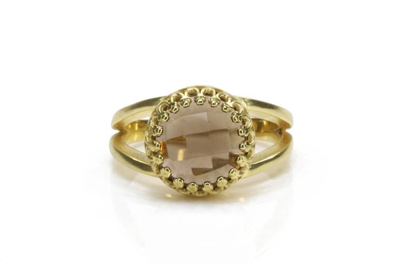 Rauchquarz Ring Gold Edelstein Geschenk Geburtstagsgeschenk Freundin Einzigartige Geschenke Stein 14K von AnemoneJewelry