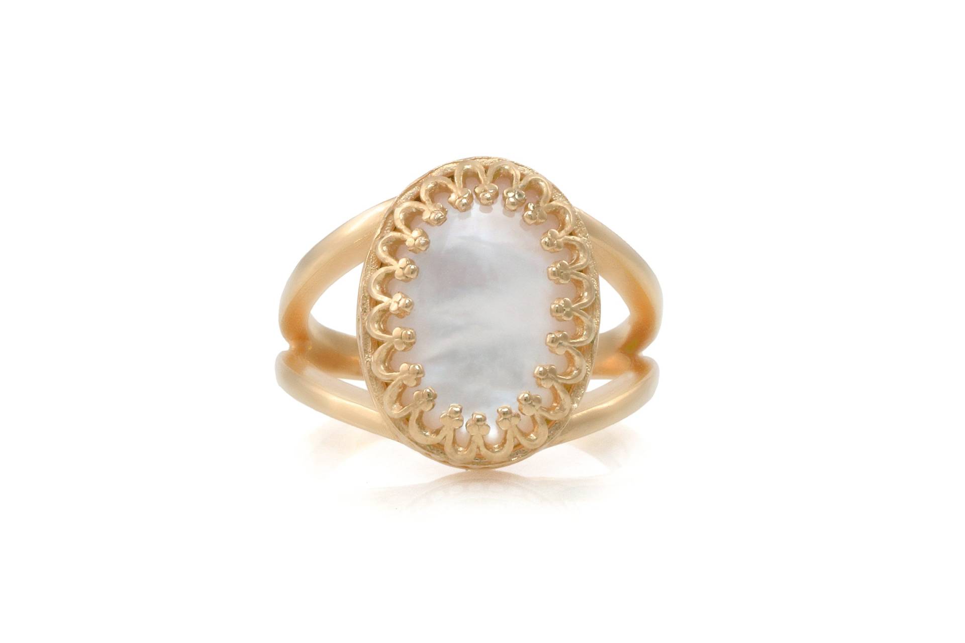 Rose Gold Vermeil Ring Perlmutt Für Frauen Weihnachtsgeschenk Mama Oval von AnemoneJewelry