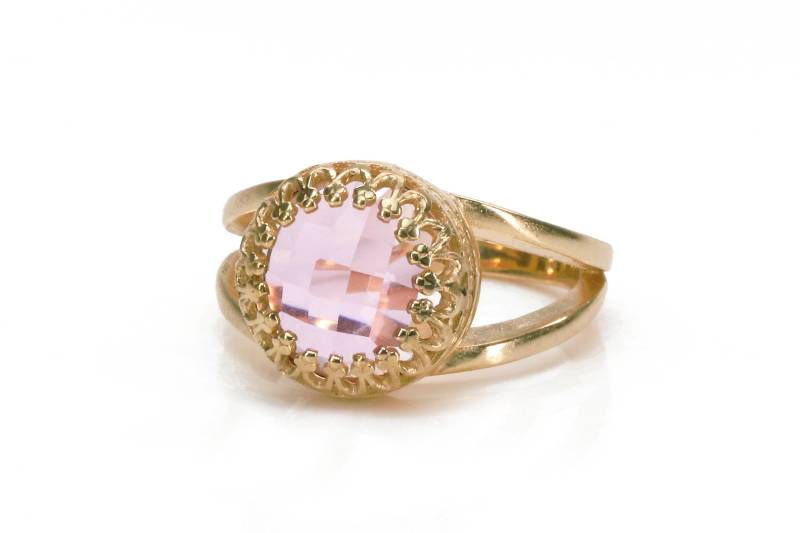 Rosenquarz Ring Rose Gold Liebesstein Freundin Versprechen Freundschaftsring Liebesring Oktober Birthstone von AnemoneJewelry