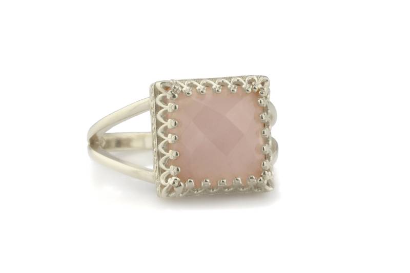 Rosenquarz Ring - Silber Halbedelstein Geburtstagsgeschenk Oktober Birthstone Ich Liebe Dich von AnemoneJewelry