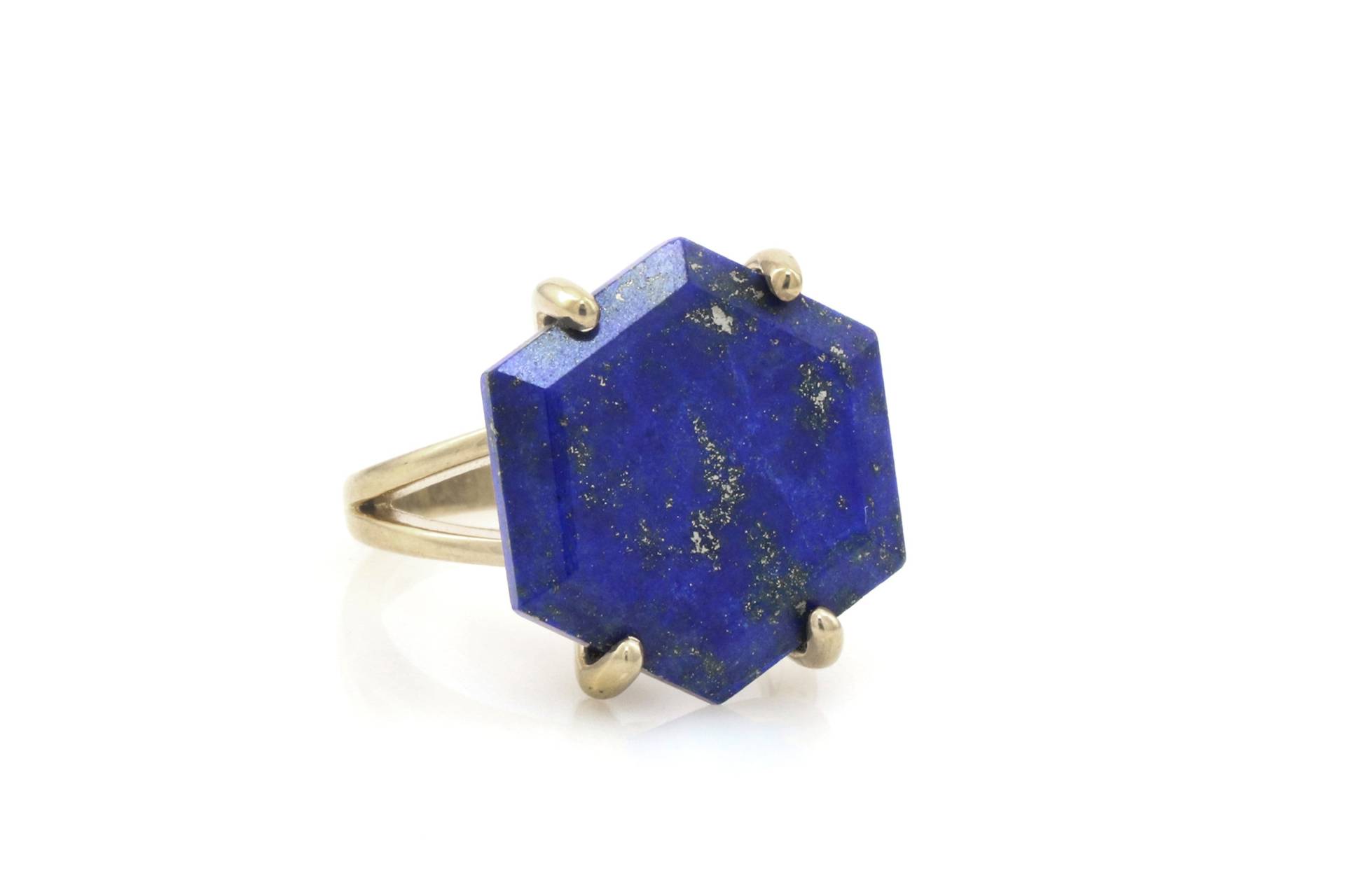 September Geburtsstein Ring Lapis Lazuli Sechseck Silber Maßgeschneiderte Verlobungsring von AnemoneJewelry