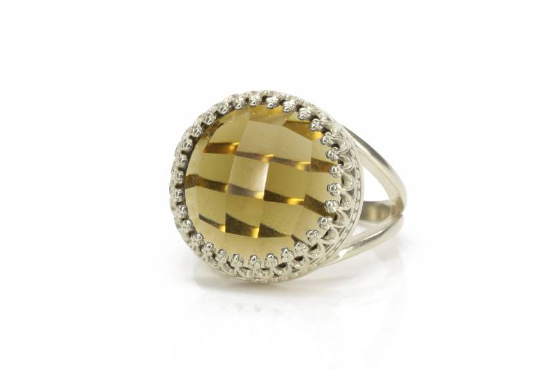 Silber Rauchquarz Ring Statement Sterling Brauner Edelstein von AnemoneJewelry