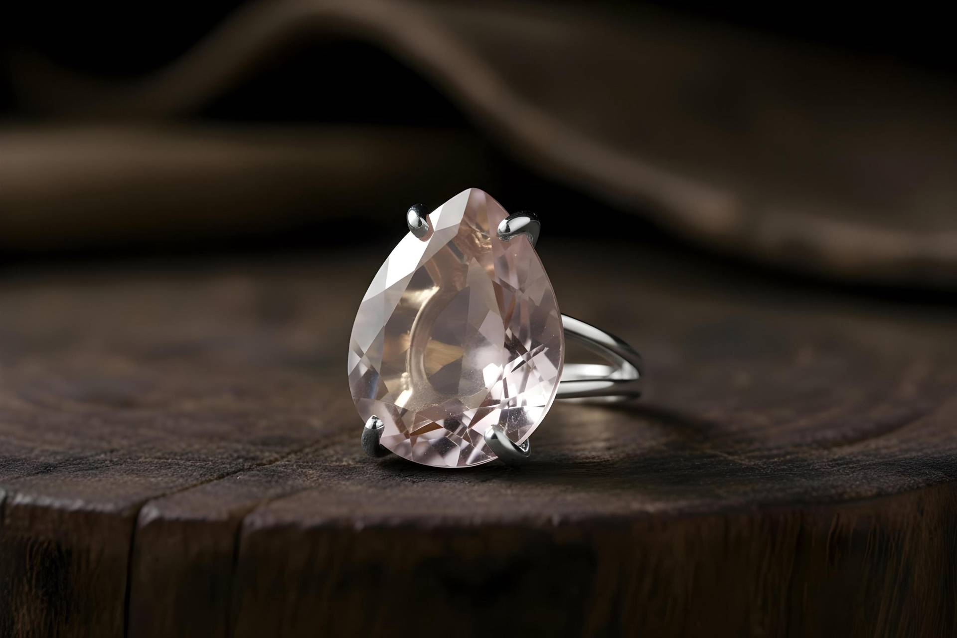 Silber Rosenquarz Ring Teardrop Birnenform Edelstein Januar Birthstone Schmuck Jself Love Statement von AnemoneJewelry