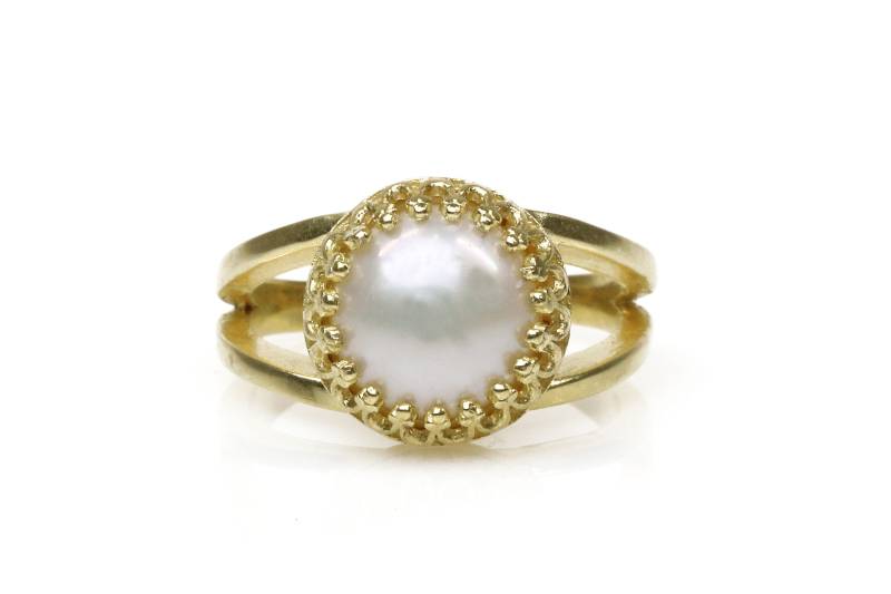 Süßwasserperlen Ring Goldring Brautring Ehering Goldperlenring Zuchtperlenschmuck Brautjungfer Geschenke von AnemoneJewelry