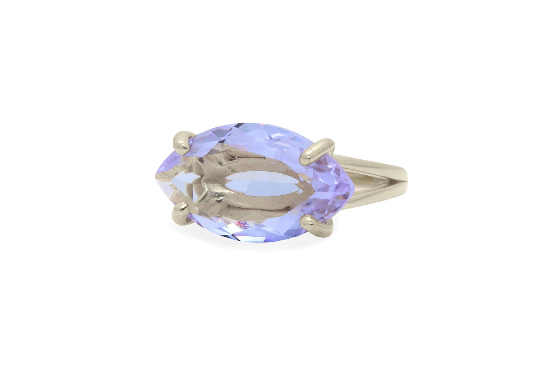 Tansanit Ring Weißgold Marquise Schliff Breiter Dezember Birthstone Geschenk von AnemoneJewelry