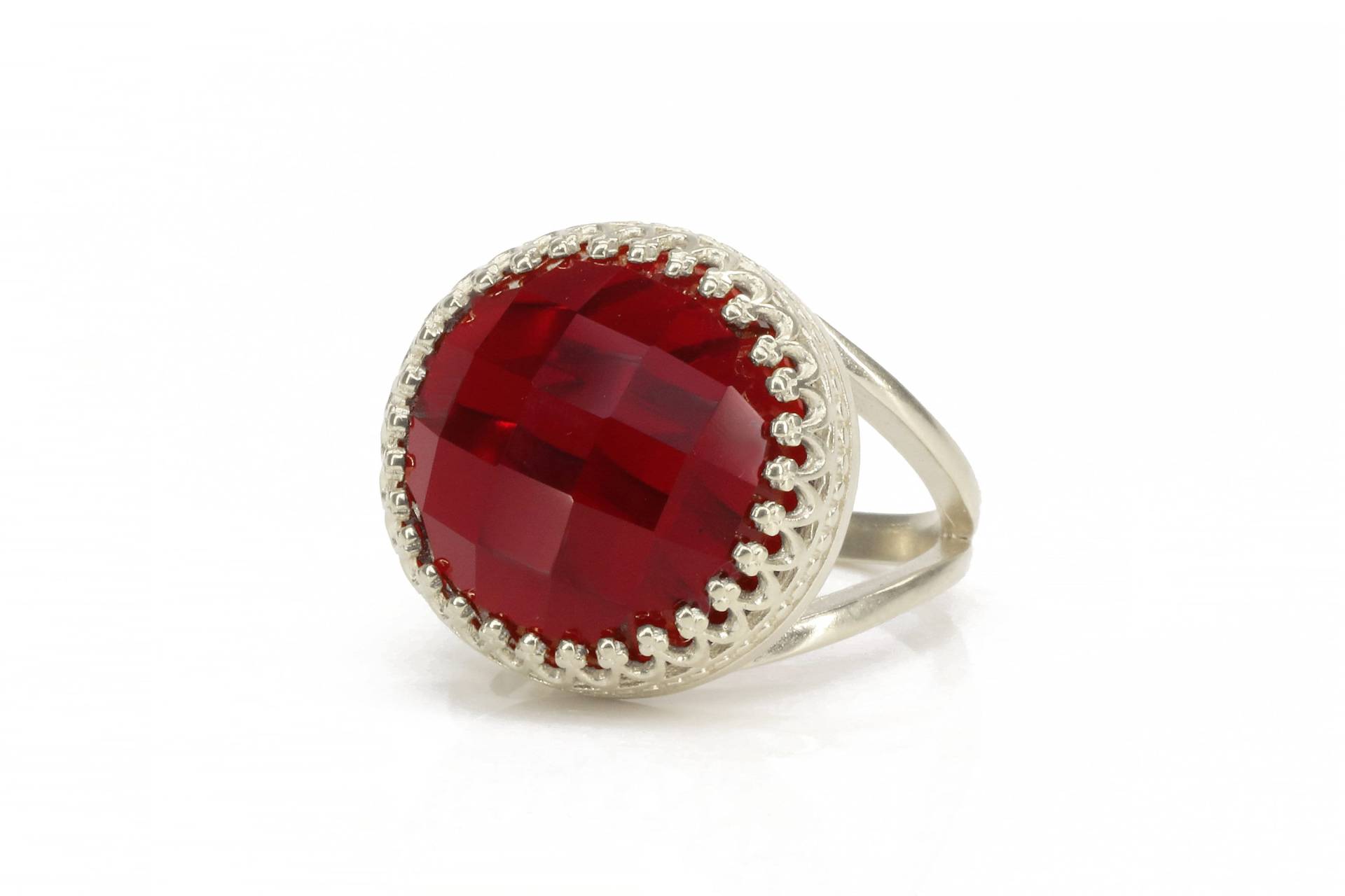 sterling Silber Granat Ring Birthstone Geschenke Roter Edelstein Für Mama Sie von AnemoneJewelry