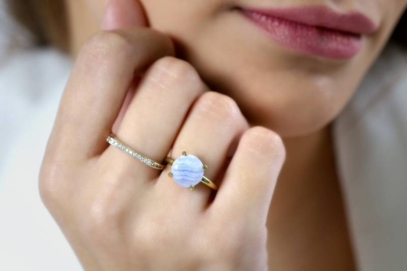 18K Gold Stapelring Spitzen Achat Ring Edelstein Brautring Beste Freundin Versprechen von AnemoneUnique