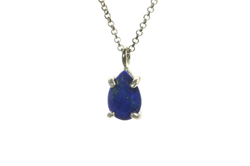 925 Sterling Silber Lapis Halskette Teardrop Birnen September Birthstone Palladium Edelstein Halsketten von AnemoneUnique