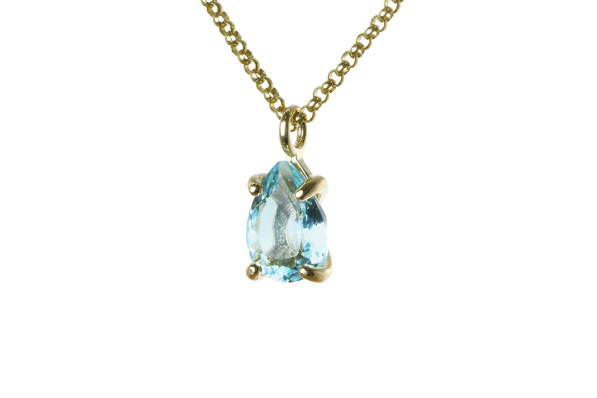 Blau Topas Halskette Gold Birne Anhänger Brautjungfer Halsketten November Birthstone von AnemoneUnique