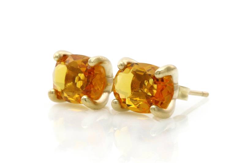 Boho Chic Edelstein Ohrringe Orange Gold Citrin Oval Cut Post Stud Benutzerdefinierte Form von AnemoneUnique