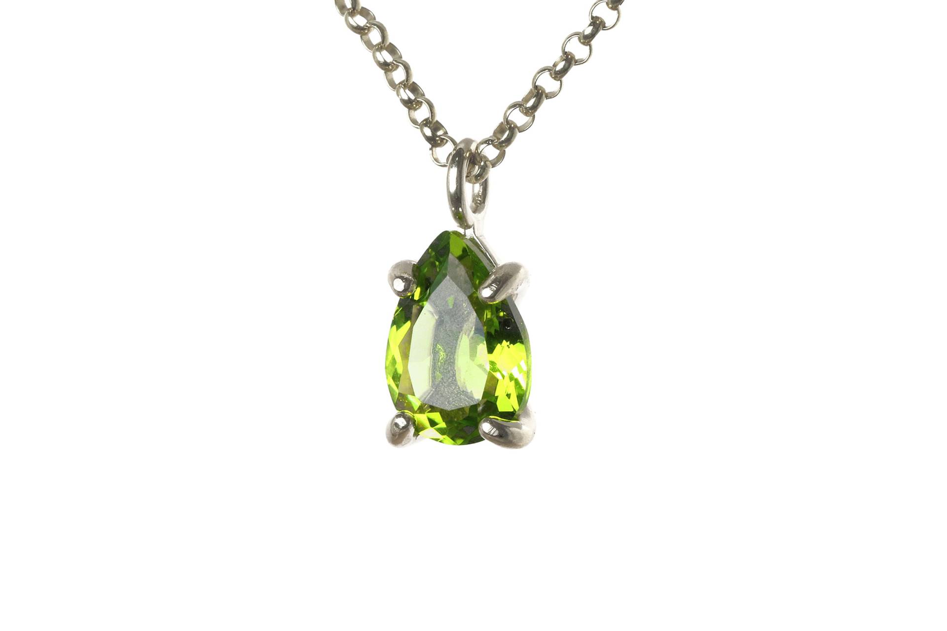 Brautjungferngeschenke Peridot-Halsketten Charm-Hochzeitsketten Halskette Mit Geburtsstein August Aus Silber Weißgold-Peridot-Halskette von AnemoneUnique