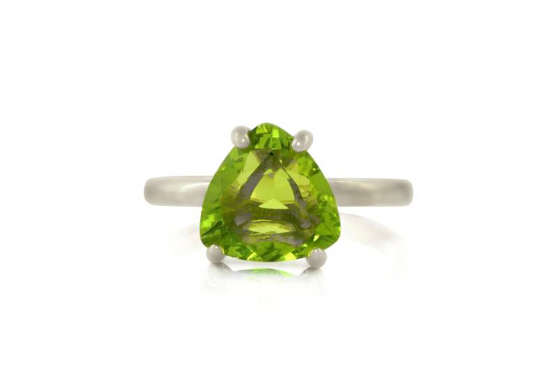 Dreieck Peridot Ring Silber Grüner Edelstein Halbedelstein Trillion Schmuck August von AnemoneUnique