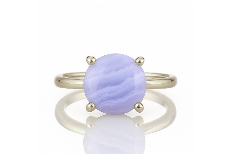 Echter Spitze Achat Ring Edelstein Runder Cocktailring Prong Stapel Ringe von AnemoneUnique