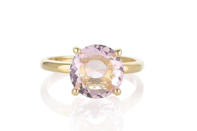 Januar Geburtsstein Ring Energie Liebe Vorschlag Spirituelles Versprechen Gold Runde Cocktail Rosenquarz von AnemoneUnique
