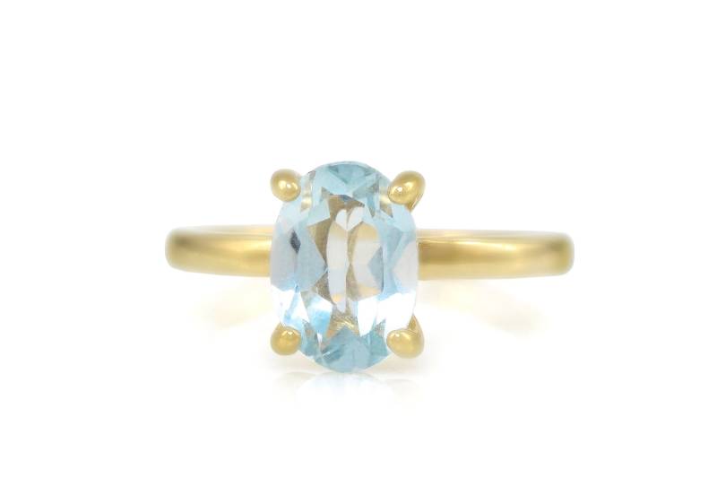 Perfekter Vorschlag Ring November Birthstone Topas Prong Edelstein Cocktail Blauer von AnemoneUnique
