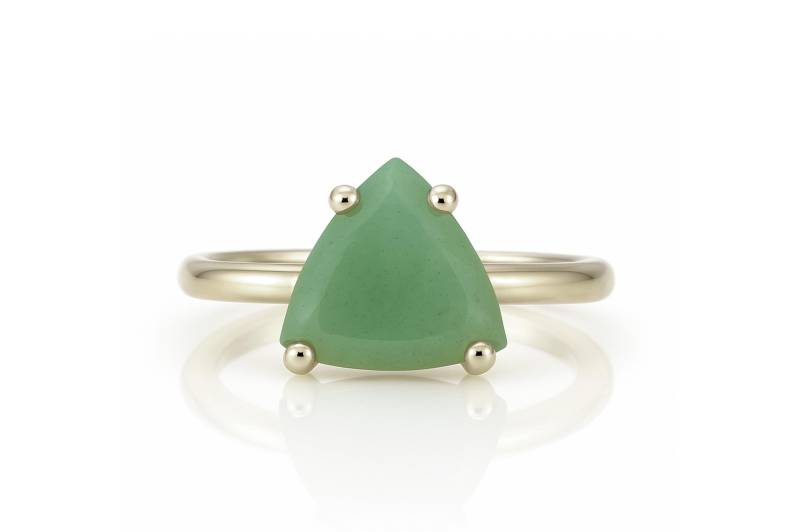 Silber Aventurin Ring - Stapelring Mai Birthstone Smaragd Grüner Stein-Ring Zarter Edelstein-Stacking-Ring von AnemoneUnique