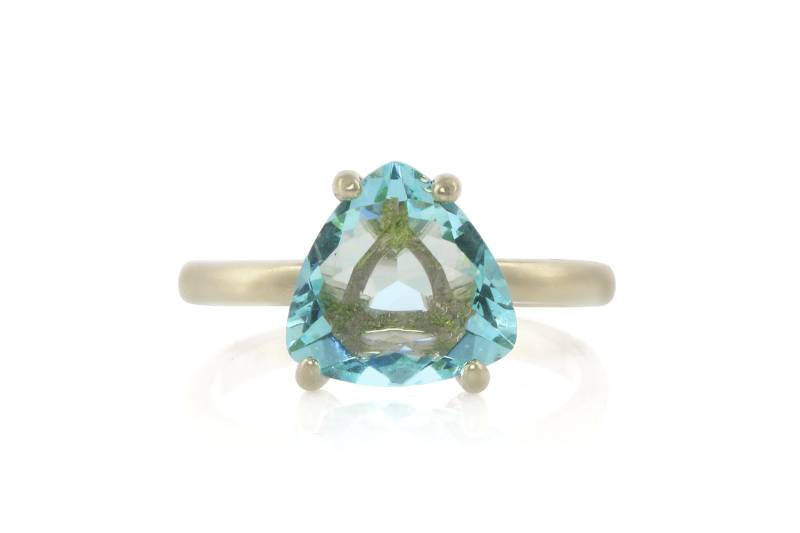 Silber Trillion Ring Blautopas Edelstein Halbedelstein Naturstein Brautring von AnemoneUnique