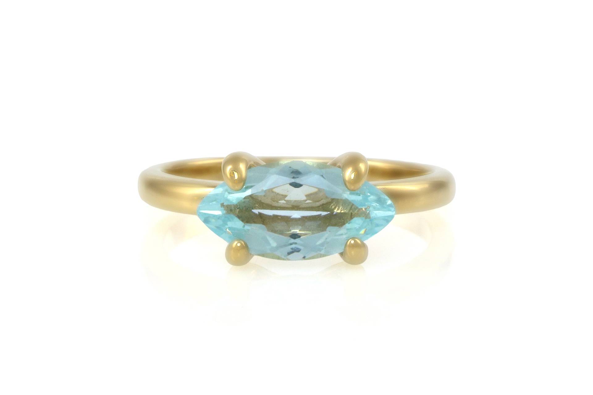 Zierlicher Marquise Topas Ring Blauer Edelstein Stapelbarer Stein Verlobungsring Gold Filled von AnemoneUnique