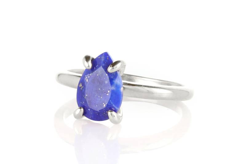 sterling Silber Lapis Ring Birnentropfen Edelstein Feinsilber Vorschlag September Birthstone von AnemoneUnique