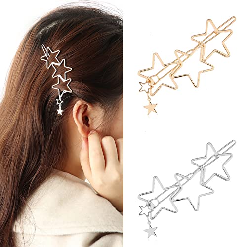 Aneneiceera Aushöhlen Stern Haarspange Silber Haarspange Quaste Haarnadel Kopfschmuck Dekorative Haarnadeln Kopfbedeckung Braut Haarschmuck für Frauen und Mädchen (Silber) von Aneneiceera