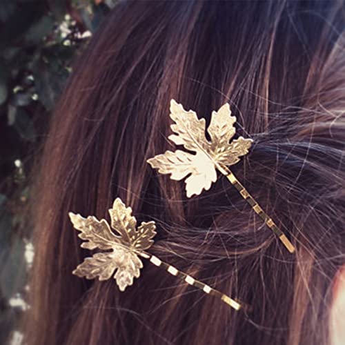 Aneneiceera Boho Ahornblatt Haarspange Vintage Gold Ahornblatt Haarnadel Retro Haarspange Braut Haar Bobby Pins Tragen Haar Klemmen Hochzeit Haarschmuck Für Frauen Und Mädchen 2pcs(Blatt C) von Aneneiceera