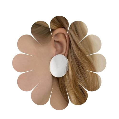 Aneneiceera Boho Silberne Disc Ohrringe - Große Circle Drop Statement Charm Big Round Dangle Ohrring - Minimalistische Prom Schmuck Geschenke für Frauen (Silber) von Aneneiceera