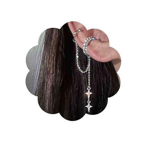 Aneneiceera Boho Cz Kreis Manschette Ohrringe Silber Kristall Kreuz Baumeln Ohrringe Lange Cz Quaste Strass Ring Helix Kette Ohrring Nicht Durchbohrt Clip Auf Ohrringe Schmuck Für Frauen Und Mädchen von Aneneiceera