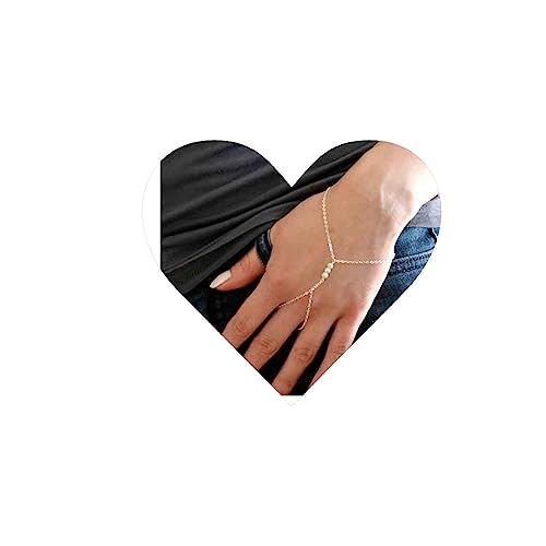 Aneneiceera Boho Finger Ring Perlen Armband Silber Einfach Hand Kette Sklave Perle Finger Ring Armband Armreif Braut Handstück Hand Harness Schmuck Für Frauen Und Mädchen von Aneneiceera