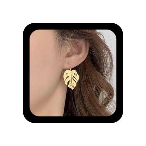 Aneneiceera Boho Gehämmert Blatt Baumeln Ohrringe Gold Texturiert Palmblatt Ohrringe Hohlen Metall Blatt Tropfen Ohrringe Vintage Pflanze Monstera Blätter Ohrringe Schmuck Für Frauen von Aneneiceera
