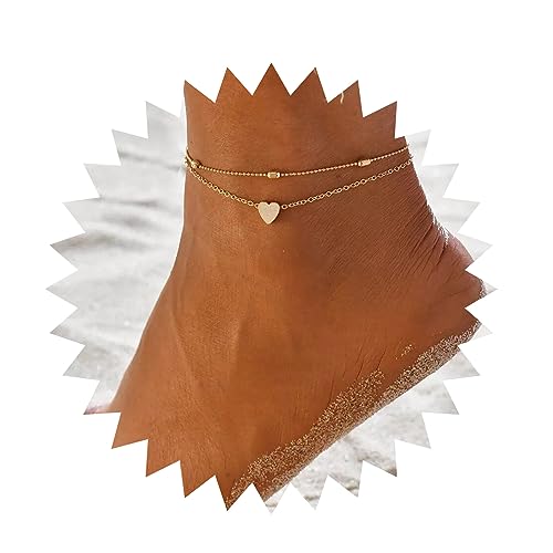 Aneneiceera Boho Geschichtet Herz Fußkettchen Gold Liebe Herz Knöchel Armbänder Sommer Strand Fuß Kette Hochzeit Schmuck Für Frauen Und Teenager-Mädchen von Aneneiceera