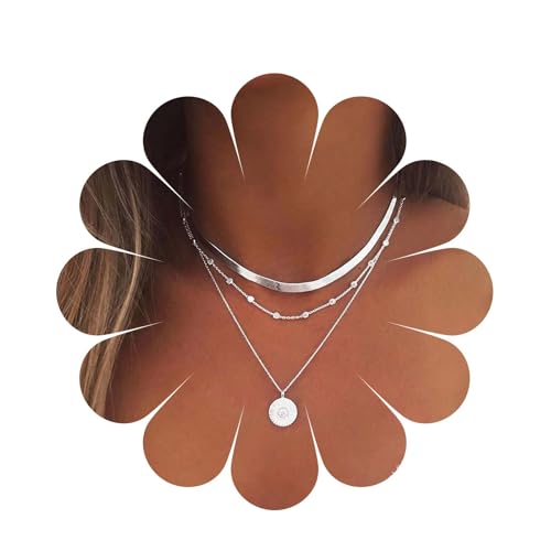 Aneneiceera Boho Geschichtet Lotus Münze Anhänger Halskette Schlange Knochen Halskette Silber Kette Einfach Choker Halsketten Punk-Schmuck Handmade Hochzeit Zubehör Geschenk Für Frauen Und Mädchen Aneneiceera Boho Geschichtet Lotus Münze Anhänger Halskette Schlange Knochen Halskette Silber Kette Einfach Choker Halsketten Punk-Schmuck Handmade Hochzeit Zubehör Geschenk Für Frauen Und Mädchen von Aneneiceera