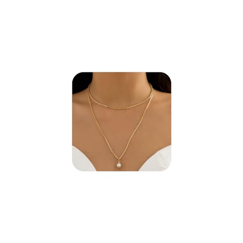 Aneneiceera Boho Geschichtet Perlenkette Kette Vintage Einzelne Perle Anhänger Halsketten Hochzeit Brautjungfern Perlenkette Choker Mode Perlenkette Kette Bräute Schmuck Für Frauen Und Mädchen von Aneneiceera